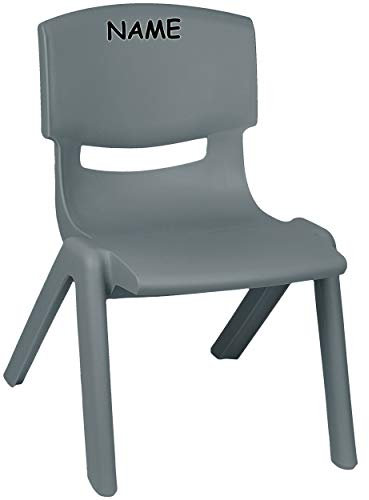 alles-meine.de GmbH Kinderstuhl/Stuhl - Farbwahl - grau - anthrazit - inkl. Name - Plastik - bis 100 kg belastbar/kippsicher - für INNEN & AUßEN - 0-99 Jahre - stapelbar - ..