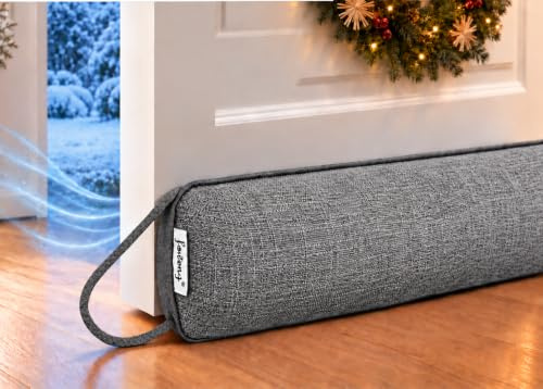 fowong Zugluftstopper für Türen & Fenster – 93x10cm, extra Schwerer, Premium-Qualität | Selbstklebende Türdichtung – blockiert Zugluft, Insekten, Licht & Staub – waschbar, energiesparend – Grau