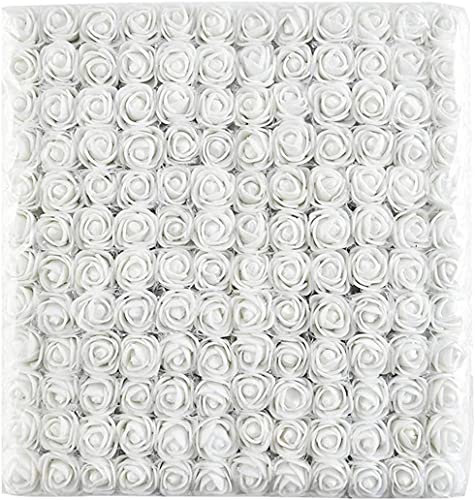 huaao 144pcs Pe Fiore Artificiale Rosa Mini Schiuma 2 cm Fiori Artificiali Bouquet Per Matrimonio Decorazione Artigianato Fiori Artificiali Creativi, Bianco
