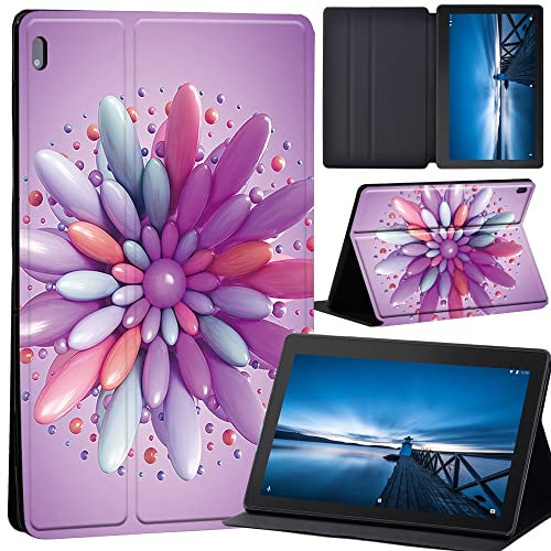 Design Case for Lenovo Tab M10 TB-X605F/ TB-X605L/ TB-X505F/ TB-X505L - Leather Tri-Fold Stand Cover Case for Lenovo Tab M10 10.1-Inch Tablet, (3D art-large flower)
