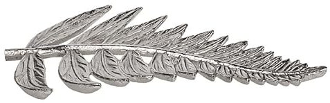 Murago - Dekoschale Silber-farbig - Chrom Dekoteller Schale Tablett für Schmuck Ablage Kosmetik Seifen Teller Wohnzimmer Deko Badezimmer Design Tischdeko länglich Farnpflanze Blatt