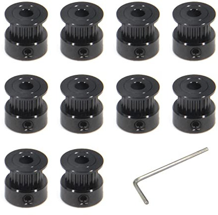 Befenybay 10 Stück Schwarz 2GT Synchronrad 20 Zähne 5 mm Bohrungsbreite 6 mm Riemen Aluminium-Zahnriemenscheibe für 3D-Drucker (20T-5B-Schwarz)