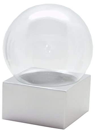 Snowglobe for You 40069 Bastelset DIY Schneekugel Do it Yourself mit Glaskugel und Polyresinsockel Silber eckig – 100mm Durchmesser - individuell Glitzerkugel - Schüttelkugel selbermachen
