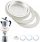 Junta y filtro de cafetera universal para recambios Moka 3 anillos de sellado de látex + 1 filtro de acero (3 tazas)