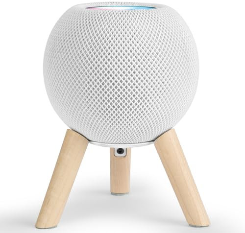 GGMM Real Wood Stand for HomePod Mini, Mid-Century Modern Style Wooden Dock with Sleek Metal Frame, Made of Maple