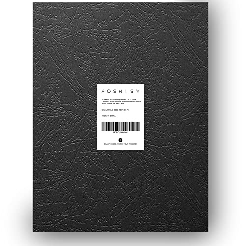 FOSHISY Coperture per rilegatura A4, 300 g/m², rilegatura in pelle, confezione da 100, colore nero