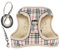 YUDOTE Step in Hundegeschirr und Leine, britischer Stil, kariert, mit Frontclip für kleine bis mittelgroße Hunde, Beige