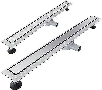 SIRHONA Caniveau Douche Italienne 90cm à carreler, Siphon de Sol Douche Italienne, Modèle 2 en 1, Acier Inoxydable