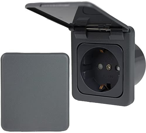 C-Line Presto Inprojal CBE Prise Schuko + couvercle à charnière + isodose 220/230 V Anthracite