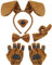 Cindeer 5 Stück Welpen Tier Cosplay Party Set inklusiv Hund Tier Haarreif mit Ohren Fliege Gefälschte Nase Party Hund Schwanz Welpen Pfoten Handschuhe Tierkostüm Zubehör für Halloween (Kaffe)