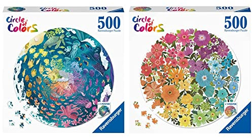 Ravensburger Puzzle 17170 Circle of Colors - Ocean & Submarine 500 Teile Puzzle & Puzzle 17167 Circle of Colors - Flowers 500 Teile Puzzle