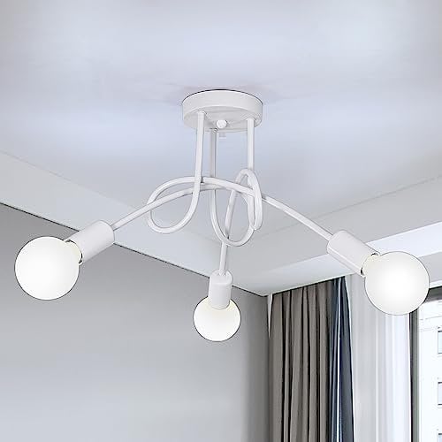 Toolight Industrielle Deckenleuchte E27, 3-Flammige Deckenlampe Metall Weiß, Kreative Kronleuchter für Schlafzimmer Wohnzimmer Esszimmer Flur Küche, Ø40cm (ohne Glühbirne)