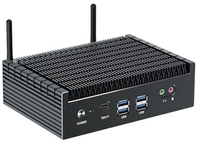 Mini PC fanless i7 1255U (10 Core), Fanless Mini PC 4K@60Hz Triple Display, In-tel Iris Xe Graphics, 2x2.5Gb LAN Mini Desktop Computer, Dual HD, DP, USB-C, WiFi6, BT5. 2, 16GB DDR4 256GB NVME SSD