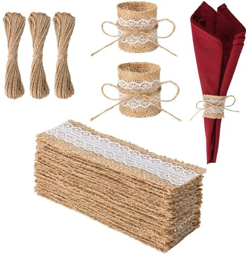 Serviettenringe aus Jute,SYZOW 100 Stück Serviettenringe Napkin Rings Serviettenschnalle Serviettenringe Weihnachten Serviettenringe Set für Hochzeit Weihnachten Geburtstag (2 Typ)