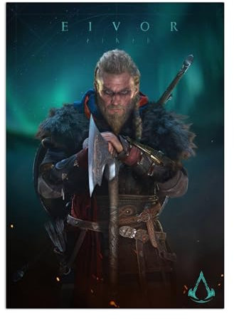 Displate Offiziell Assassin's Creed MetallPoster Magnetische Befestigung Inklusive Lizenziert Bilder Hochwertiges PosterAssassin's Creed Valhalla Characters - Eivor Valhalla 45 cm x 32 cm