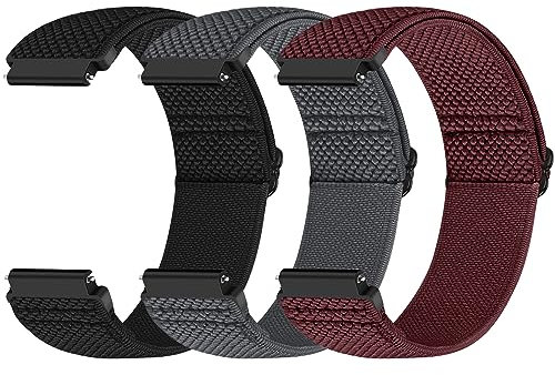 18mm Elastic Nylon Sport Watch Strap Compatible with Garmin Venu 3S/Venu 2S/Vivoactive 4S/Vivomove 3S/Active S/Forerunner 265(42mm)/Fossil Women's Gen 6 42mm/5E 42mm/Gen 4 Sport for Women Men