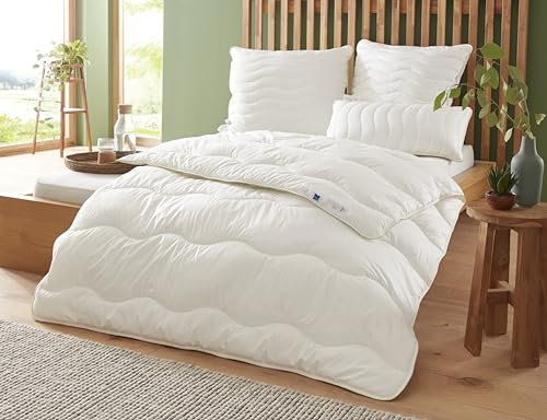 Badenia Trendline Eco Steppbett Aerelle Blue Mono 135 x 200 cm, weiß, Öko- Tex Zertifiziert, produziert nach deutschem Qualitätsstandard