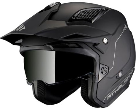 MT Motorradhelm Jet/Trial District SV S Solid A1 Schwarz Glanz Größe S Helm Herren Sonnenbrillen