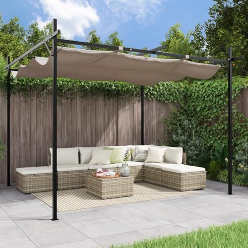 Pergola toit rétractable Taupe 295x292x230 cm