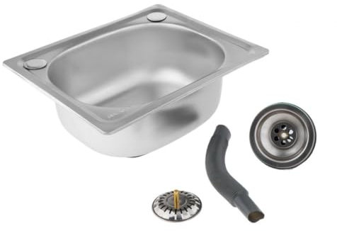 JISADER Lavabo multifonctionnel en acier inoxydable, barre de camping-car, vidange facile, évier Commercial, évier de vaisselle d'hôtel avec accessoires, 37x31cm