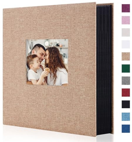 Miaikoe Fotoalbum 10x15 400 Leinen Album Slip in für Familie Hochzeitstag Album Buch Holds 400 Vertikale 10x15cm Fotos Khaki
