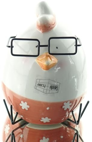 Gasper Oster-Deko Huhn Henriette Weiß & Terracotta mit Brille 12,5 cm - Keramik