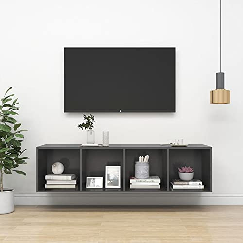 BaraSh TV-Wandschrank TV Board HäNgend Seidbord Wohnzimmer TV Cabinet WohnwäNde TV Lowboard HäNgend Grau 37x37x142,5 cm Holzwerkstoff