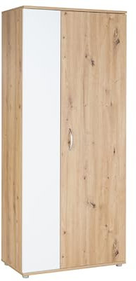 Arthur Berndt Mehrzweckschrank Garderobenschrank 1 Tür 5 Fächer Weiß Artisan Oak Schrank Regal