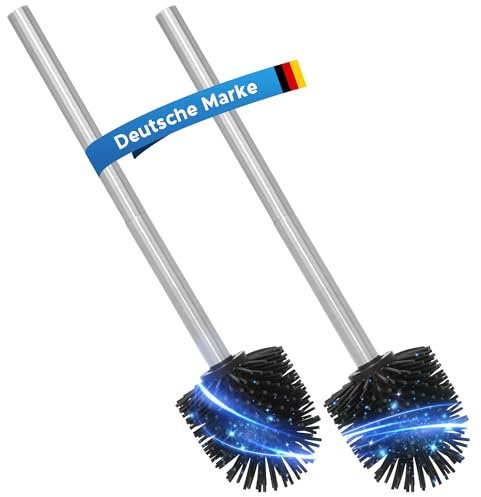 URIGINAL® Klobürste Silikon - Toilettenbürste/WC Bürste für eine gründliche Reinigung - Schwarz/Silber - Klobürste Edelstahl mit Lotus-Effekt - Silikonborsten für eine maximale Hygiene