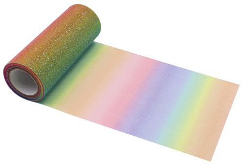 alwaiiz Regenbogen Tüllrolle 15cm x 9m, Farbe des Verlaufs Tüll Stoff, Glitzer Tüll für Tisch und Stuhldekoration, Hochzeitsdekoration und Tutu (Regenbogen)