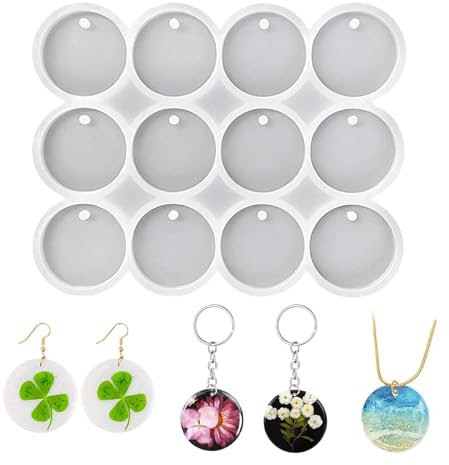 12 Piezas de Formes de silicio para Resina epóxido, Formes de Molde del Mismo tamaño para joyería, aretes, Collares y Colgantes, Formes de silicio para Resina epóxido, Accesorios de Bricolaje para