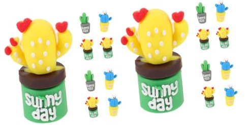 SHINEOFI 2 Sätze Kaktus-stiftset Kinder Stiftehalter Stifteschale Pencil Cases Rollmäppchen Stifttasche Stiftschutzdeckel Silikon-bleistifthüte Bleistift Liefert Kieselgel 12 Stück * 2