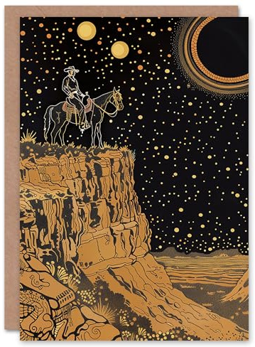 Artery8 Grand Canyon Cowboy Surreal Landscape Design Blank For Him Or Her Art Birthday Card