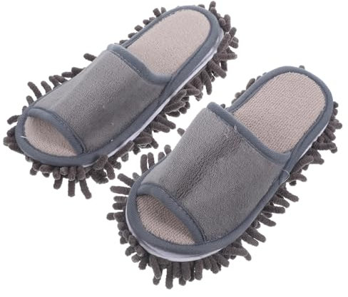 VALICLUD 1par Pantuflas Mop De Microfibra Para Limpieza Del Hogar Zapatillas Antideslizantes Para Uso Interior Grises Unisex Lavables Mano y Máquina