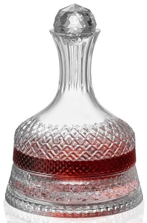 ZZTWER 1500ML/50oz 360° Rotating Decanter,Crystal Glass Wine Aerator,Red Wine Decanter with Globe Stopper for Red Wine and Home Entertaining