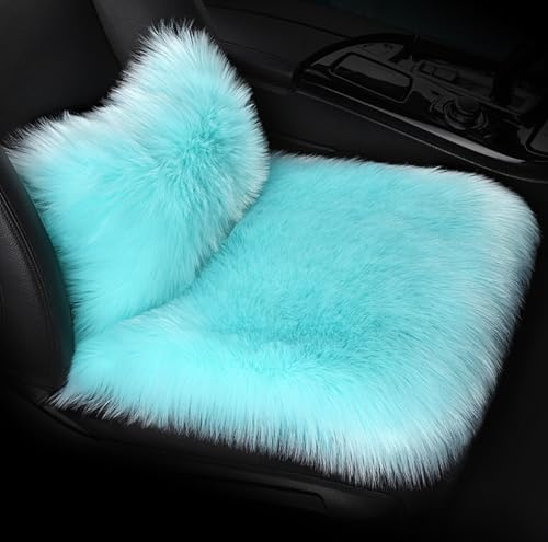 Morkite Lammfell Sitzkissen Lendenkissen,Autositzbezug Lendenkissen, Auto Kunstfell Sitzauflage, Langes Winter Warme Sitzkissenbezug, Universell für Autositz, Bürostuhl und meisten Stühle