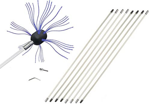 Schornsteinrohr-Reinigungsbürste, Schornstein-Reinigungsbesen, 12 M Rotationswerkzeuge, Flexibel, Bohrbetriebenes 12-Stangen-Set(8 m)