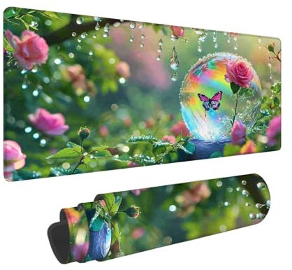 Tapis de Souris Gamer Vert Tapis de Souris XXL 1600 x 800 mm, Tapis de Souris Paysage Tapis Souris Gaming, Améliore la Vitesse et la Précision, Grande Tapis de Souris pour Les Jeux et Bureau F-144