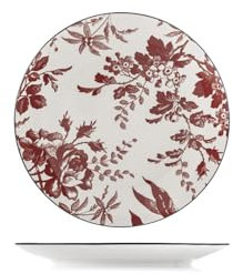 H&H Set mit 6 Elizabeth-Obsttellern aus rot dekoriertem Porzellan, 19 cm, elegant und funktional, spülmaschinen- und mikrowellengeeignet