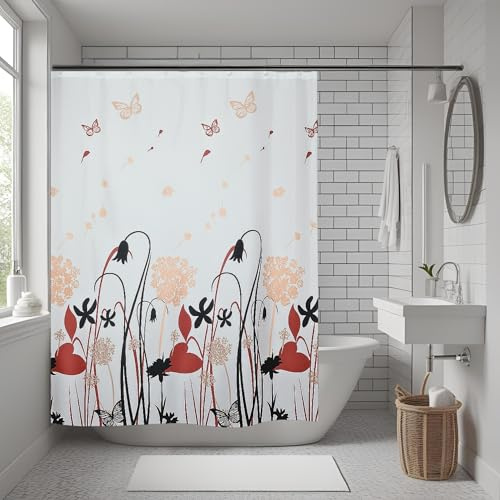 IM® Cortina de Ducha de Tela Resistente al Agua y Moho, 180 x 200 cm, con 12 Anillas -Certificado Oeko-Tex® Standard 100 - Cortinas de Baño Lavable, Impermeable, para Bañera y Ducha