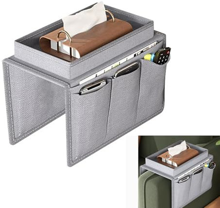 Lusacy Armchair Organiser, Couch Armchair Caddy,Sofa Armrest Hanging Storage Bag, Hanging Armchair Tray with Cup Holder,Sofa Arm Couch Caddy,