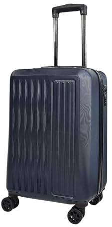 Infinity Leather Navy Hard Shell ABS Cabin Suitcase 56 x 38 x 24 cm Luggage Suitable for Easyjet, Ryanair,Flybe