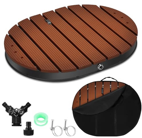 Hebitod Bodendusche Gartendusche mit Fußrad und Kupfer-Düsen Pooldusche Bis 4m Fontänenhöhe Außendusche aus Aluminium rutschfeste Wetterfest Aussendusche für Pool Sauna