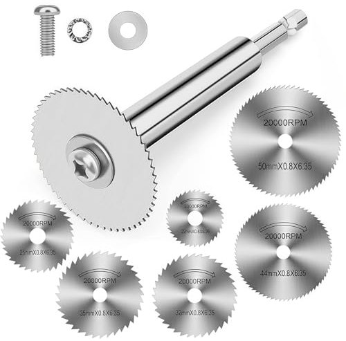 KAIRUIERD 7 hojas de sierra de taladro para herramienta giratoria Dremel, discos de corte Dremel, hojas de sierra circulares para cortar madera, plástico y metal
