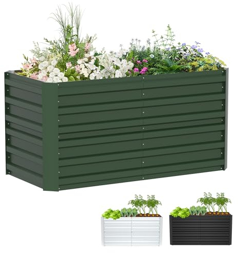 XMTECH Hochbeet Metall 240x120x58cm Rechteckig Grün Pflanzkasten | Robuste Ausführung, einfache Montage, flexible Nutzung im Außenbereich, passend für Garten, Terrasse und vielfältige Pflanzen