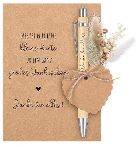 Hestya Dankeschön Geschenk für Kollegen Abschiedsgeschenk Dankeskarte Kugelschreiber Danke für Alles Trockenblumenstrauß Dankeschön Karte Weihnachtsgeschenke für Kollegen Freunde Familie