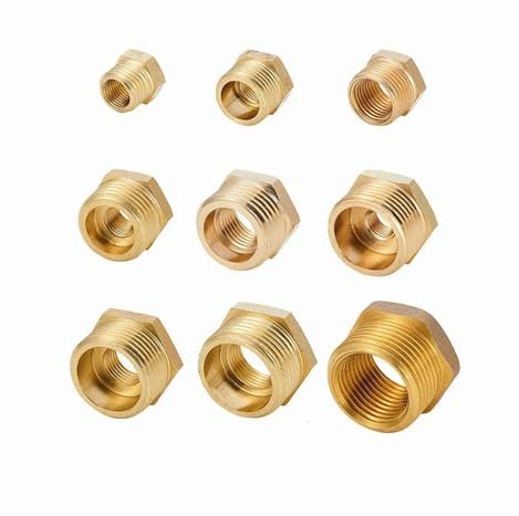 Brass Reducer Hex Bushing Female Adapter, Brass BSP Reducing Hex Bush Male Female Adapter Fuel Water Gas Oil Multiple Sizes(1/4F to 1inchM)