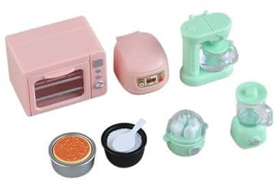 Miniature Dollhouse Furniture 8Pcs Kitchen Appliance Set – 1/12 Scale Doll House Accessories with Rice Cooker, Oven, Blender, Coffee Maker, Egg Steamer, Pretend Play Toy for Kids Boys Girls Mini House