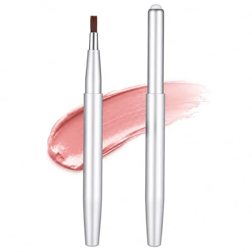 Lot de 2 pinceaux à lèvres rétractables, pinceaux à lèvres rétractables avec capuchon, applicateur de baume à lèvres plat pour femmes et filles, rouge à lèvres, gloss à lèvres, fard à paupières