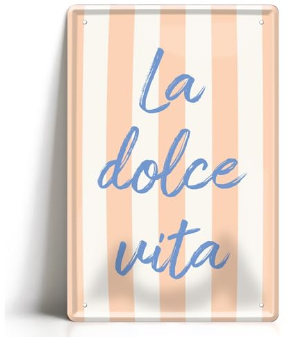 Retro Blechschild Italien 20x30 cm Vintage Metallschild Wanddeko Eiscafé Pizzeria Restaurant Bar Küche Nostalgie Deko Schild Shabby Chic Geschenkidee Italienische Deko (la dolce vita)